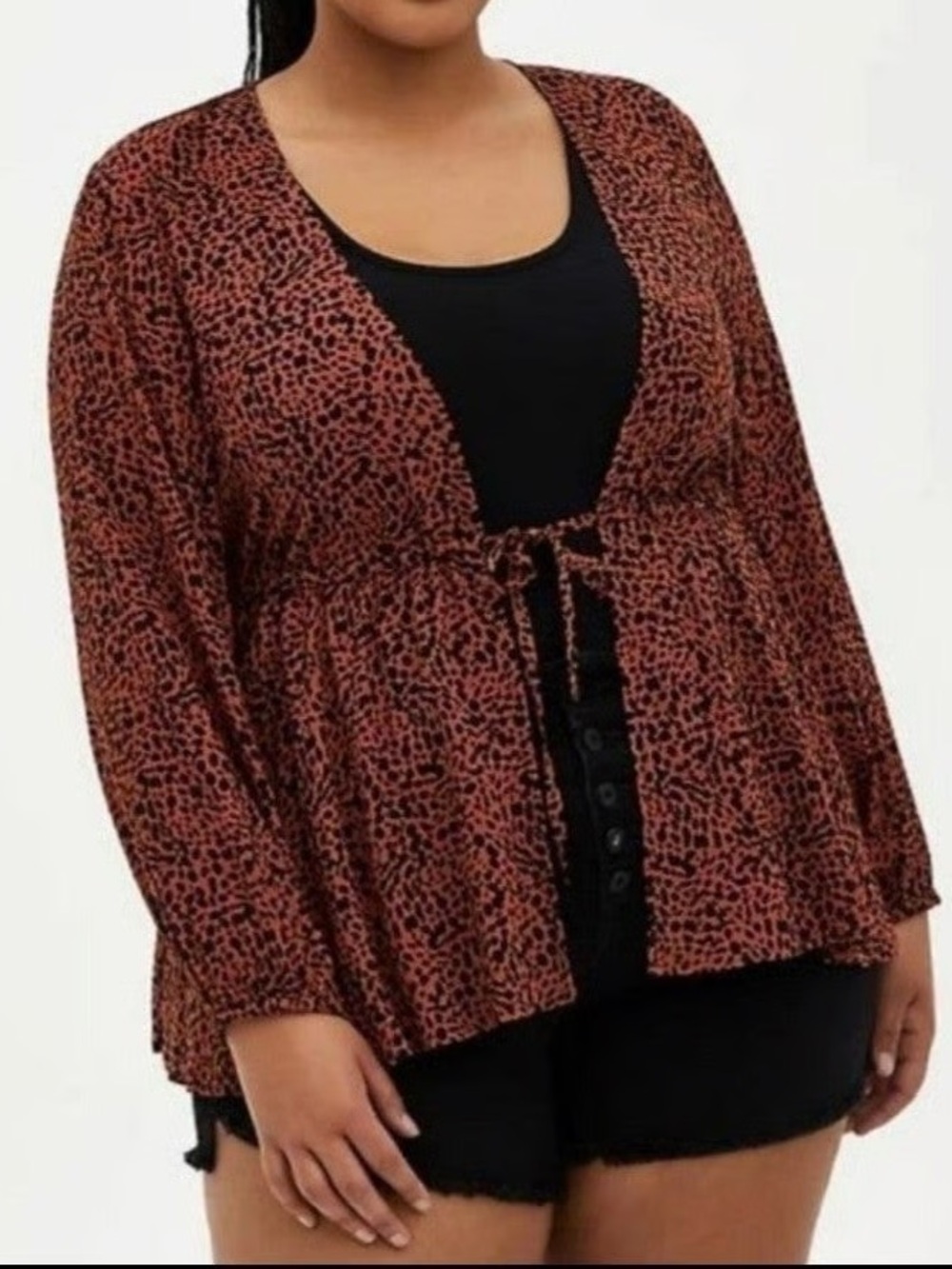 torrid Brown and Black Leopard Print Open Cardigan
